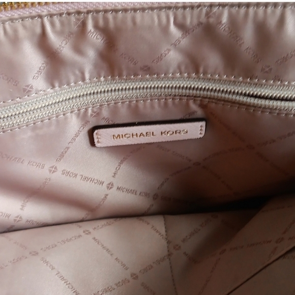 Brown & Pink Floral Michael Kors Handbag Purse, Roses Fall Floral - Picture 5 of 10